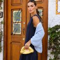 Vestido Linho Renda Curto Slim Marinho
