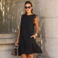 Vestido Linho Renda Curto Slim Preto