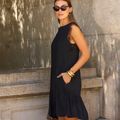 Vestido Linho Renda Curto Slim Preto