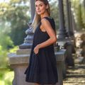 Vestido Linho Cava Quadrada Curto Preto