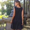 Vestido Linho Cava Quadrada Curto Preto