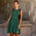 Vestido Linho Cava Quadrada Curto Verde Pinho