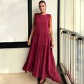 Vestido Linho Renda Cereja