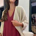 Cardigan Tricot Casulo Tramas Vanilla
