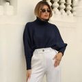 Poncho Tricot Gola Alta Marinho