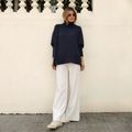 Poncho Tricot Gola Alta Marinho