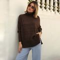 Poncho Tricot Gola Alta Marrom