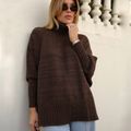 Poncho Tricot Gola Alta Marrom