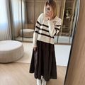 Blusão Tricot Polo Listras Marrom