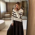 Blusão Tricot Polo Listras Marrom