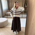 Blusão Tricot Polo Listras Marrom
