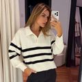 Blusão Tricot Polo Listras P&B