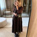 Vestido Linho Cava Quadrada Marrom