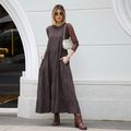 Vestido Linho Renda Marrom