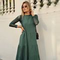 Vestido Linho Renda Verde Pinho