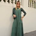 Vestido Linho Renda Verde Pinho