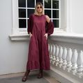 Vestido Linho Renda Vinho