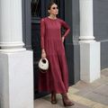 Vestido Linho Renda Vinho