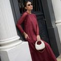 Vestido Linho Renda Vinho
