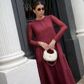Vestido Linho Renda Vinho