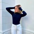 Blusa New Tricot Canelado Gola Alta Marinho