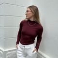 Blusa New Tricot Canelado Gola Alta Vinho