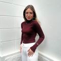 Blusa New Tricot Canelado Gola Alta Vinho