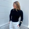 Blusa New Tricot Canelado Gola Alta Preta