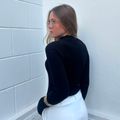 Blusa New Tricot Canelado Gola Alta Preta