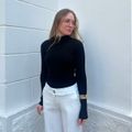 Blusa New Tricot Canelado Gola Alta Preta