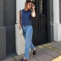 Regata Tricot Light Linho Renda Marinho