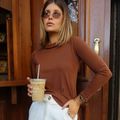 Camiseta Tricot Light Linho M/L Marrom