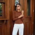 Camiseta Tricot Light Linho M/L Marrom
