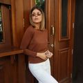 Camiseta Tricot Light Linho M/L Marrom