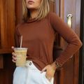 Camiseta Tricot Light Linho M/L Marrom