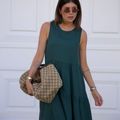 Vestido Linho Cava Quadrada Verde Folha