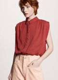 Blusa fem sarja marsala Aurora 
