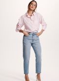 Camisa Manga Longa Listras Rosa em algodão