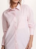 Camisa Manga Longa Listras Rosa em algodão
