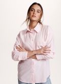 Camisa Manga Longa Listras Rosa em algodão