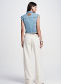 Calça Jeans Feminina Wide Leg Off White Sophia
