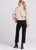 Casaco Feminino Trench Cropped Em Sarja Areia