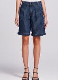 Bermuda jeans feminina listras Mônica