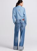 Calça fem jeans wide leg Lorena barra larga