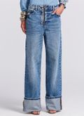 Calça fem jeans wide leg Lorena barra larga