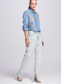Camisa Jeans Feminina Bordada 