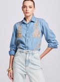 Camisa Jeans Feminina Bordada 