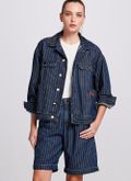 Jaqueta Jeans Overjacket Listrado Denim