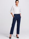 Calça Jeans Reta Cropped Nervura