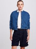 Jaqueta Jeans Bomber Malha Denim 